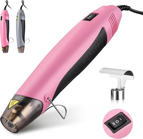 WORKPRO Pistola de calor, mini pistola de aire caliente de 400 W con boquilla reflectora, 2 ajustes de temperatura de 482 (482.0 F)842 (842.0 F) y