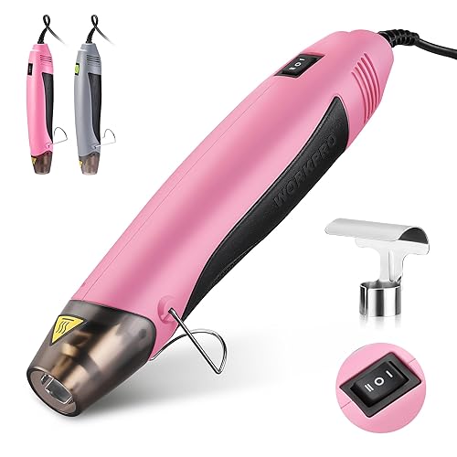 heat gun, 400w mini hot air gun with reflector nozzle - pink ♡