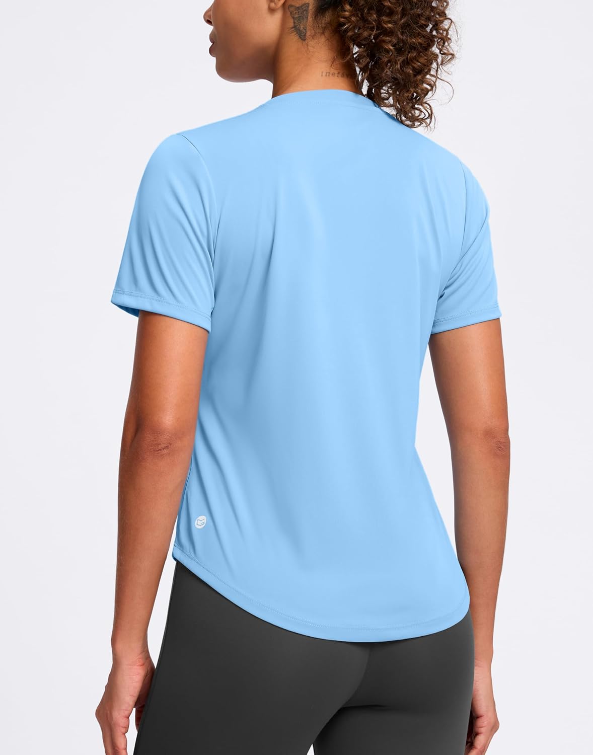 Womens Workout Tops V-Neck Short Sleeve UPF 50+ Sun Shirt Moisture Wicking Quick Dry Top for Gym, Running, Athletic - Image 2