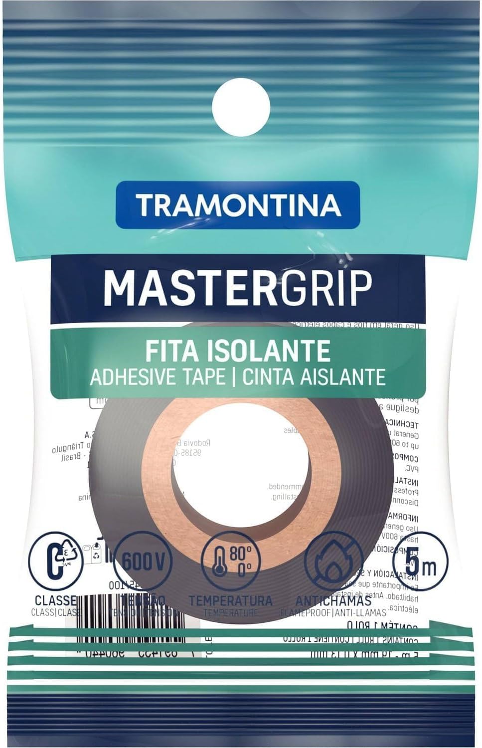 Tramontina 0.13x19mm 5m Black Flame Retardant Electrical Tape Class C