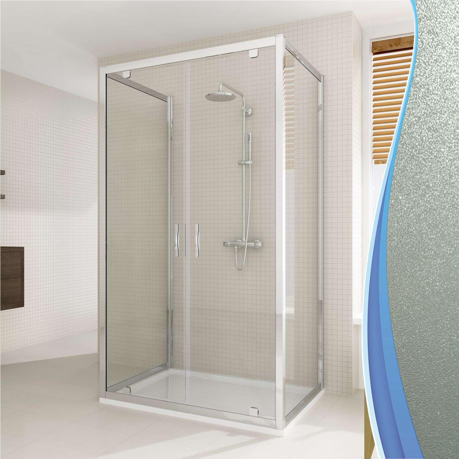 Box Doccia 3 Lati 80x80x80 cm 2 Ante Battenti in Cristallo Opaco 6mm H198 Aalborg Trio