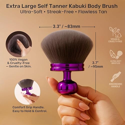 Miniatura 10 de Brocha de maquillaje corporal bronceadora de bronce  Brocha Kabuki para autobronceador, maquillaje de piernas, aplicador de guante autobronceador