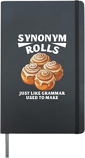 Grammar Pun Synonym Rolls English Teacher Wordplay Hardcover Journal, Black