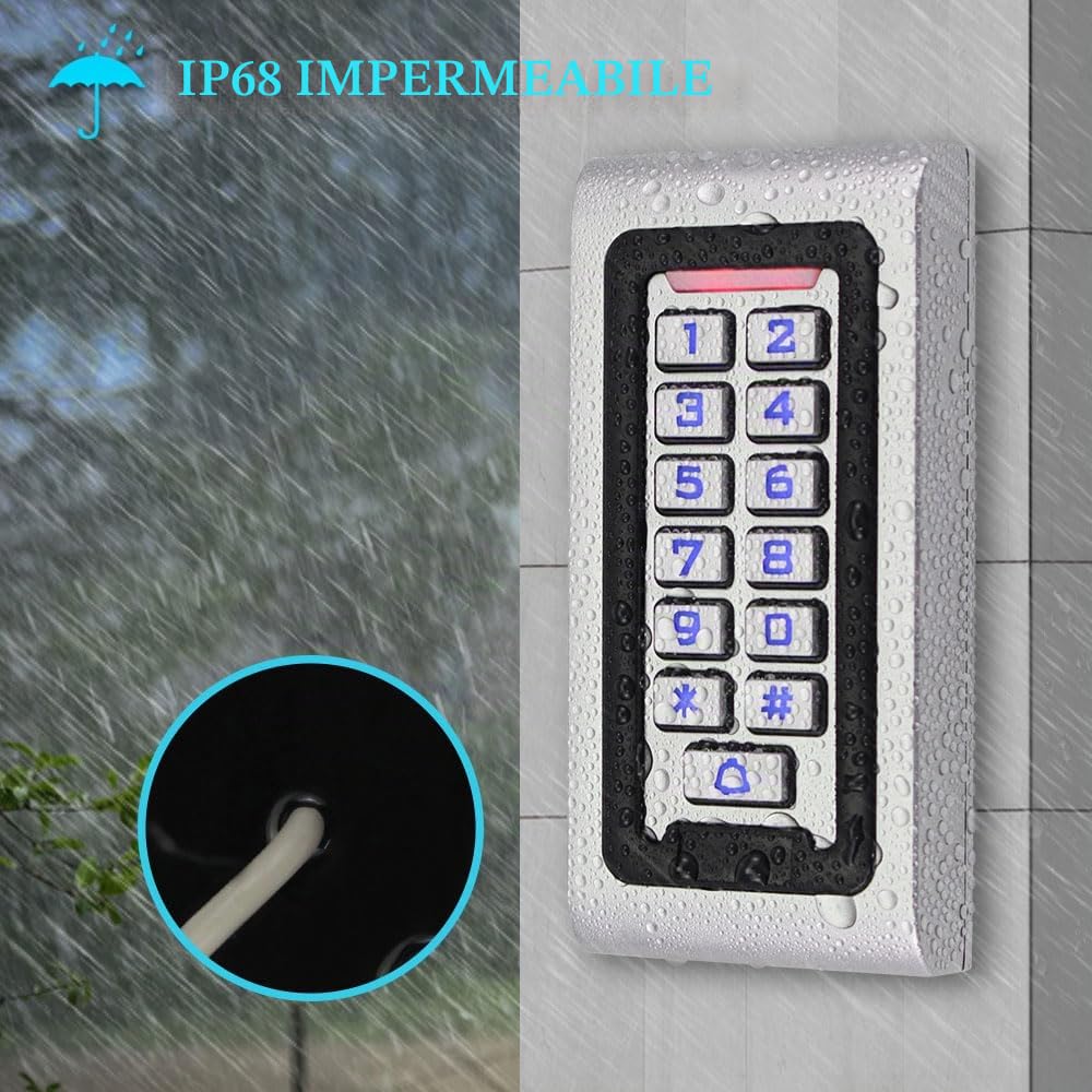 Metallo IP68 RFID Controllatore di Accesso Impermeabile Tastiera di Controllo di Accesso 125KHz Password Sistema di Apertura Porta, Lettore WG26, con Portachiavi RFID 10PCS