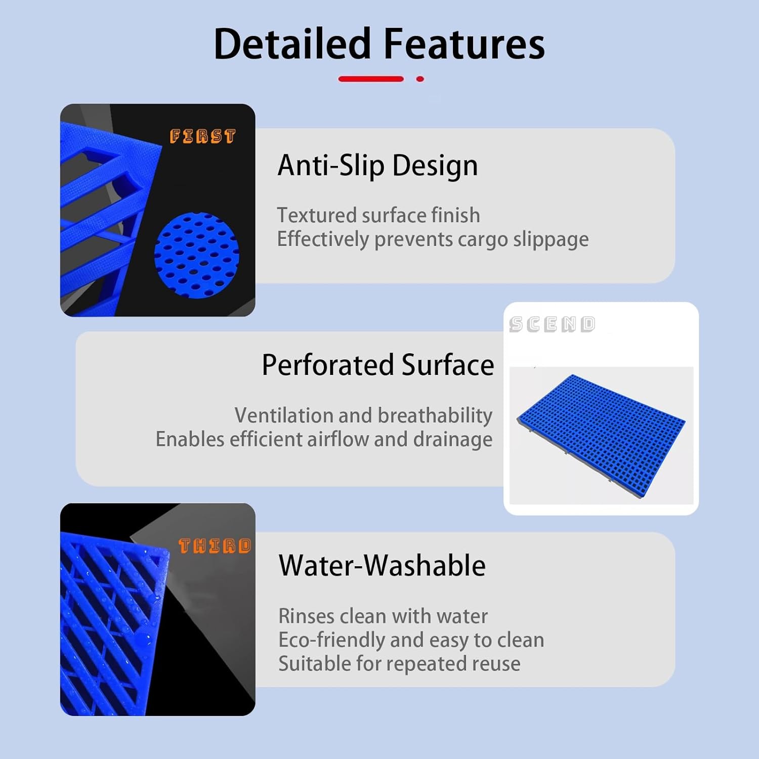 4-Piece Waterproof Storage Pallets, Lightweight Ventilated Mesh Pallets, Interlocking For Large-area Coverage, Ideal For Supermarket Underground Parking Garages(Style B)