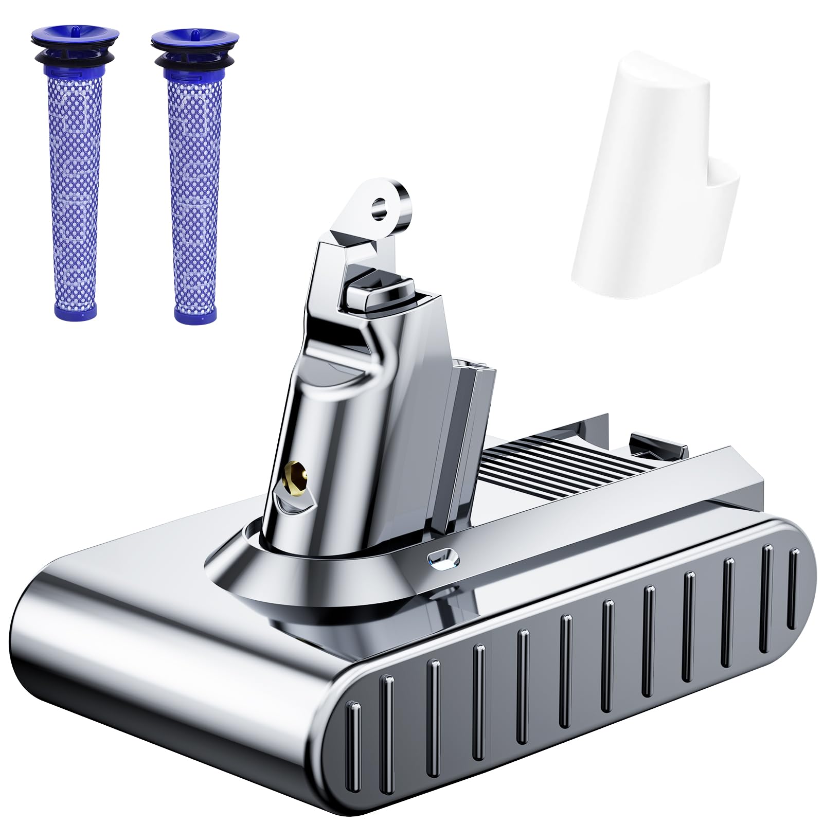 10000mah replacement for dyson v6 battery 21.6v lithium vtc4 sv03 sv04 sv05 sv06 sv07 sv09 dc58 dc59 dc61 dc62 dc72 dc74 absolute animal motorhead slim vacuum with 2 filters (v6)