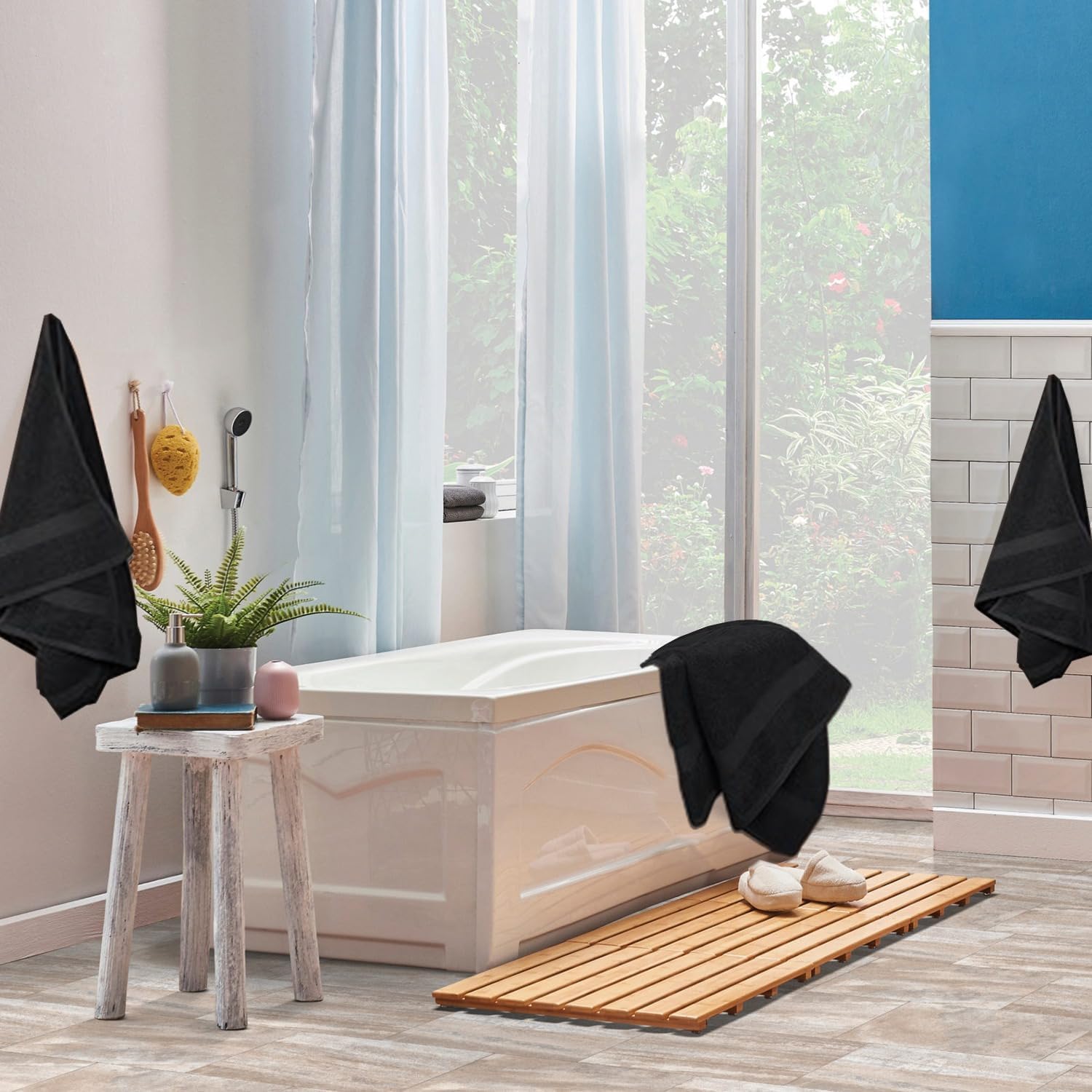 Set di 8 asciugamani da bagno, 600 g/m², 100% spugna, di alta qualità, molto assorbenti, per bagno, doccia, uso quotidiano, lavabile in lavatrice (70 x 140 cm, nero)