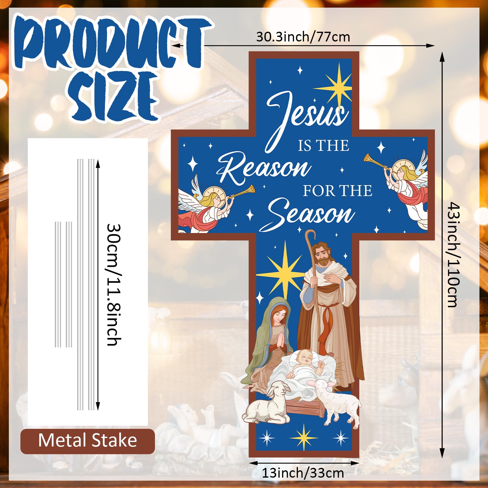 Jesus Is The Reason For The Season Weihnachts-Schild – 40,6 X 61 Cm, Wetterfest, Mit Metallständer Für Garten, Hof & Hausdekoration