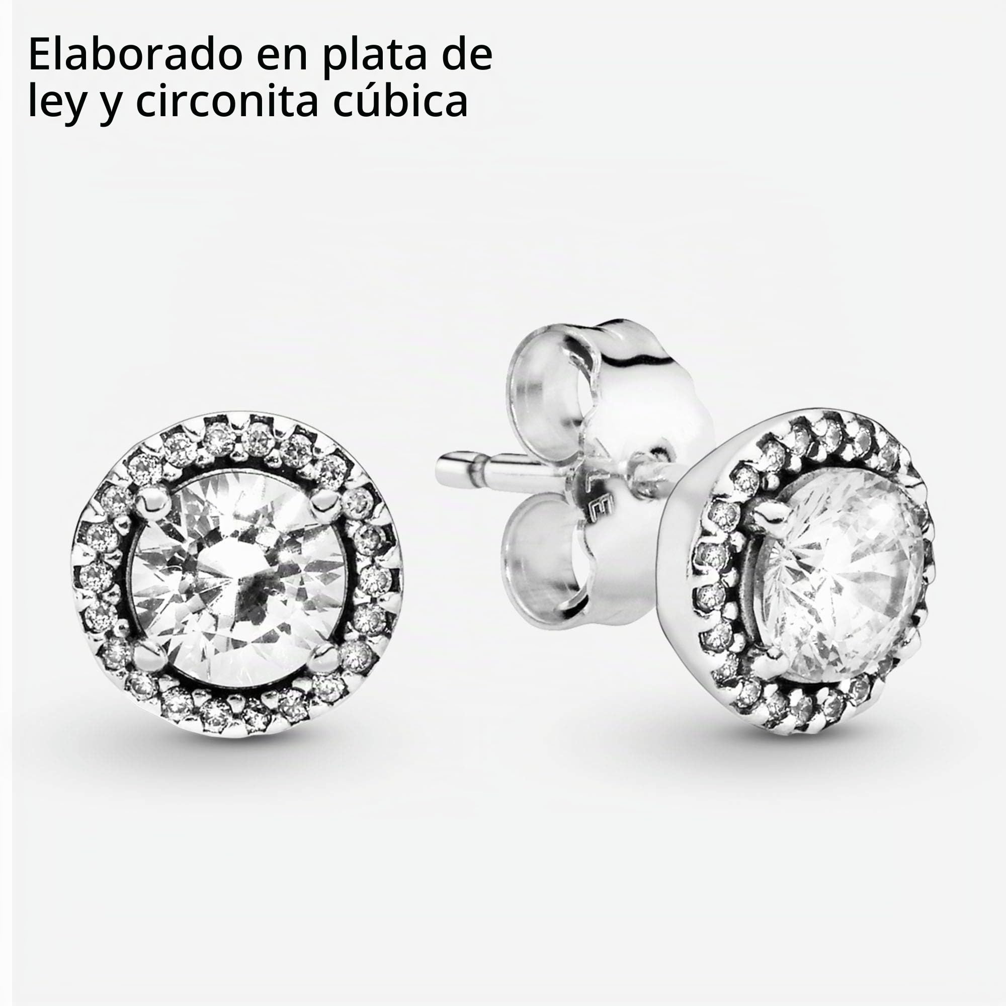 Pandora Timeless - Pendientes redondos de plata de ley con circonita cúbica transparente brillante para mujer