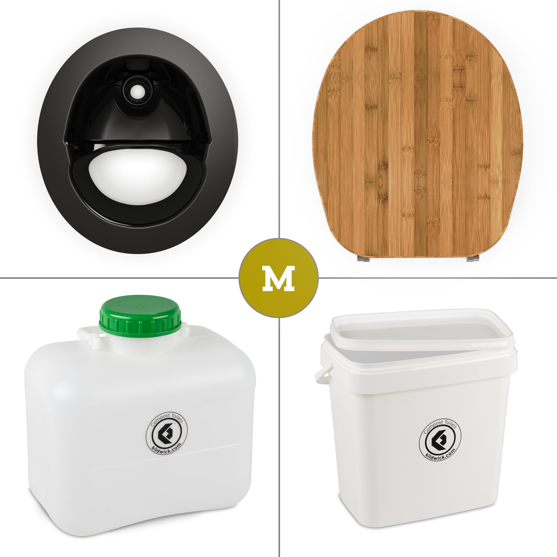 Kildwick FreeLoo M mit Bambussitz, DIY-Trenntoiletten-Set; Klassik, schwarz
