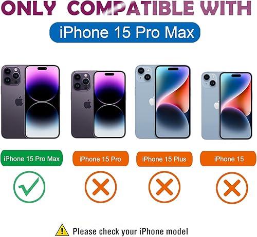 Miniatura 5 de MGQILING Compatible con iPhone 15 Pro Max - Funda magnética para plantar de 6.7 pulgadas, lujosa funda magnética giratoria de 360, compatible con