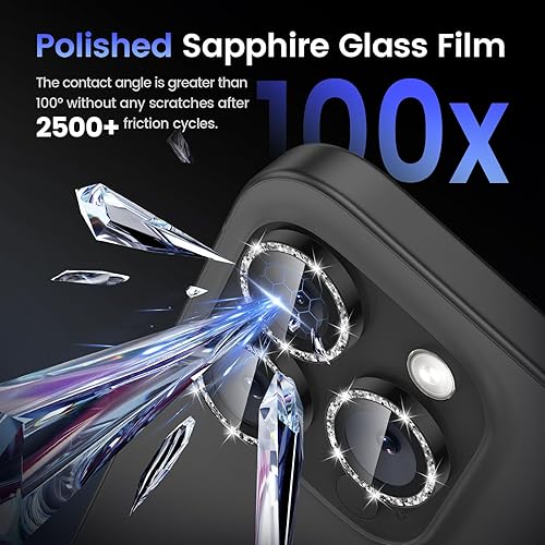 Miniatura 6 de Tensea Protector de lente de cámara para iPhone 15 ProiPhone 15 Pro Max, protector de pantalla de vidrio templado 9H, anillo individual de metal