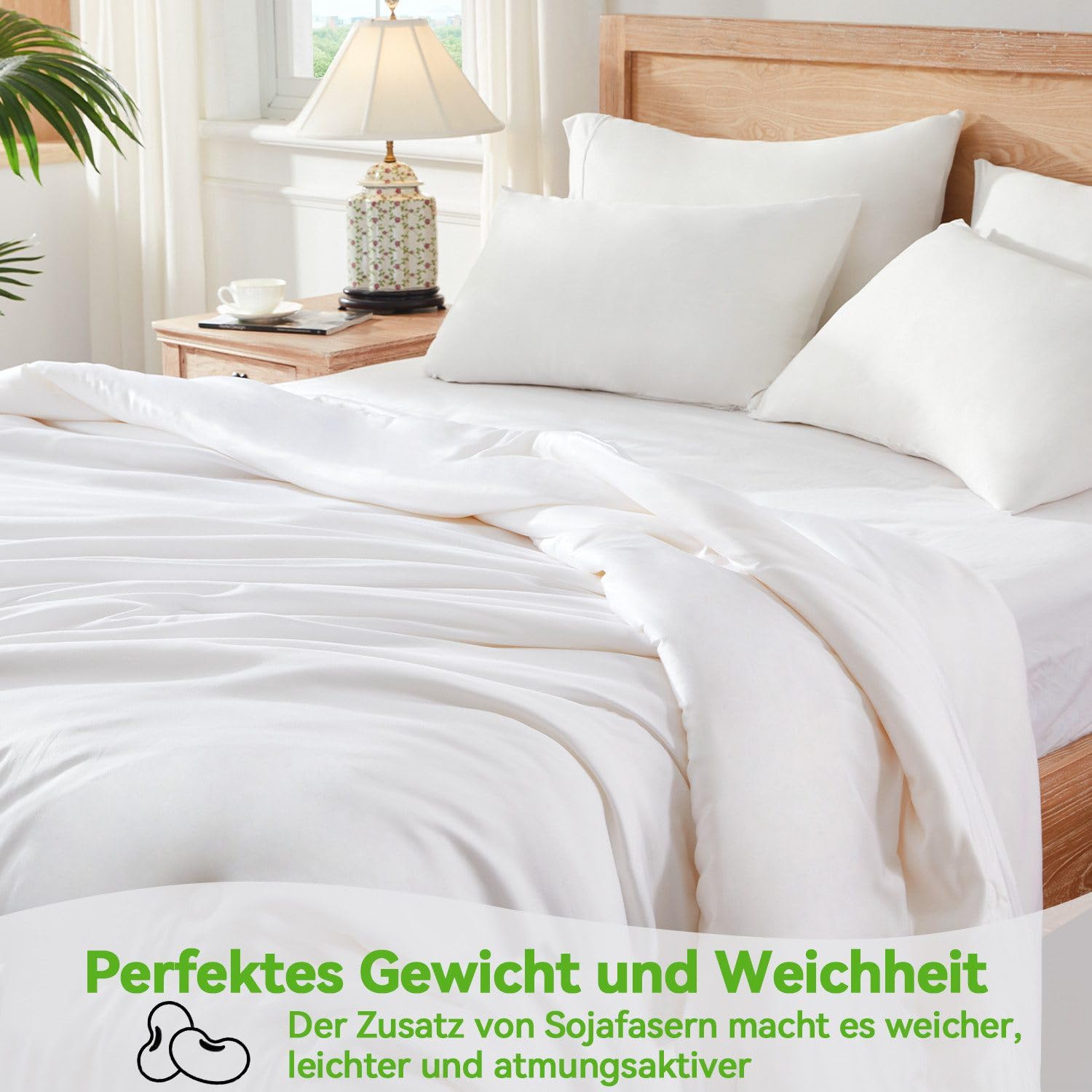 ELEMUSE Sommerbettdecke Kühldecke, Sommerdecke, Leicht Luxuriöse Selbstkühlende Decke Füllung: 30% hochwertig Sojafaser und 70% Polyester, Sommer Weich Bambusfaser Wohndecke