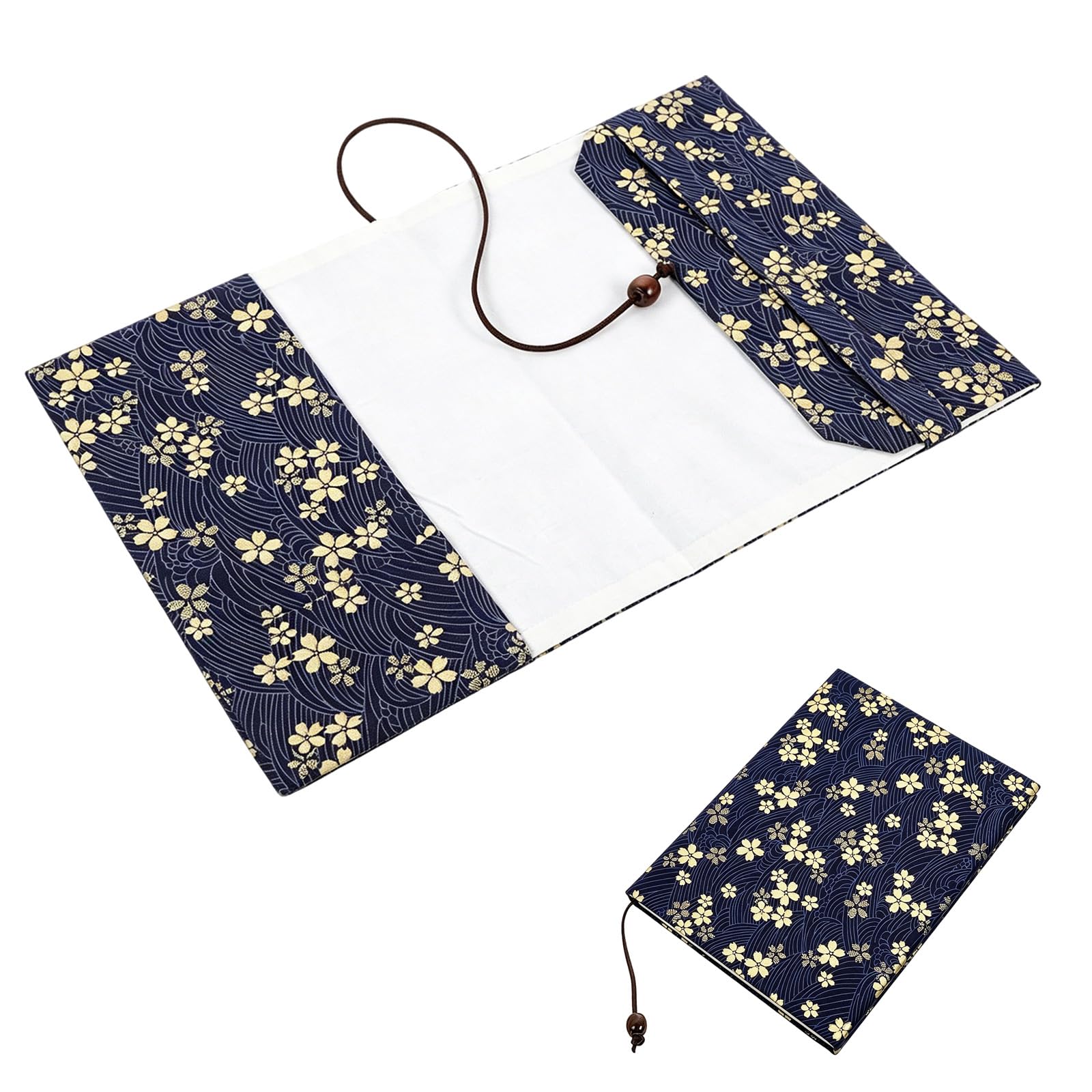 Book Cover, Book Covers for Paperbacks, Fabric Books Protector, Flower Pattern A5 Books Cover for Travel Daily Commute and Notebook Hardcover Softcover Novels Protection (Blue)