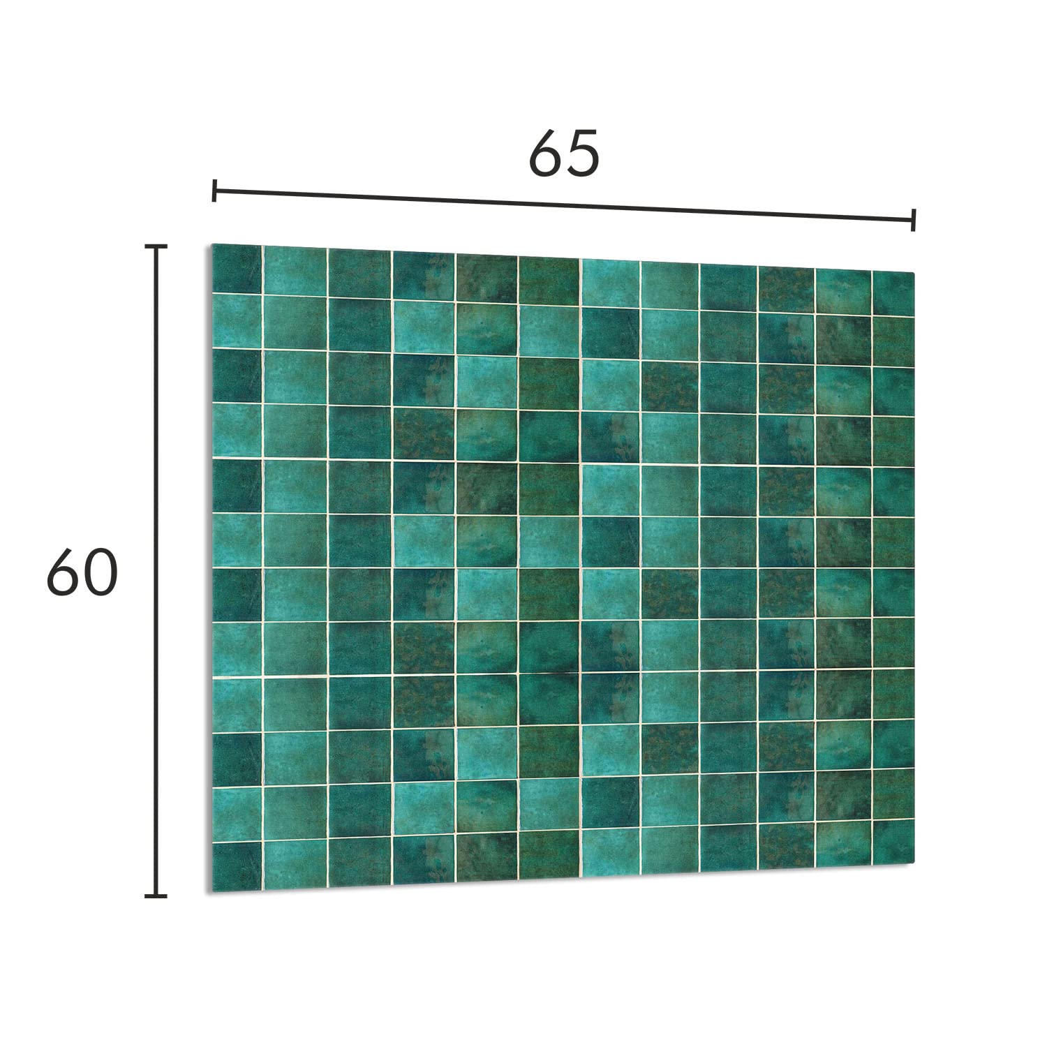 Szklany panel ochronny do kuchni Lacobel, szklana płyta ochronna na kuchenkę, 65x60 cm, szklana deska do krojenia, ochrona przed rozpryskiwaniem, uniwersalna, ZIELONA