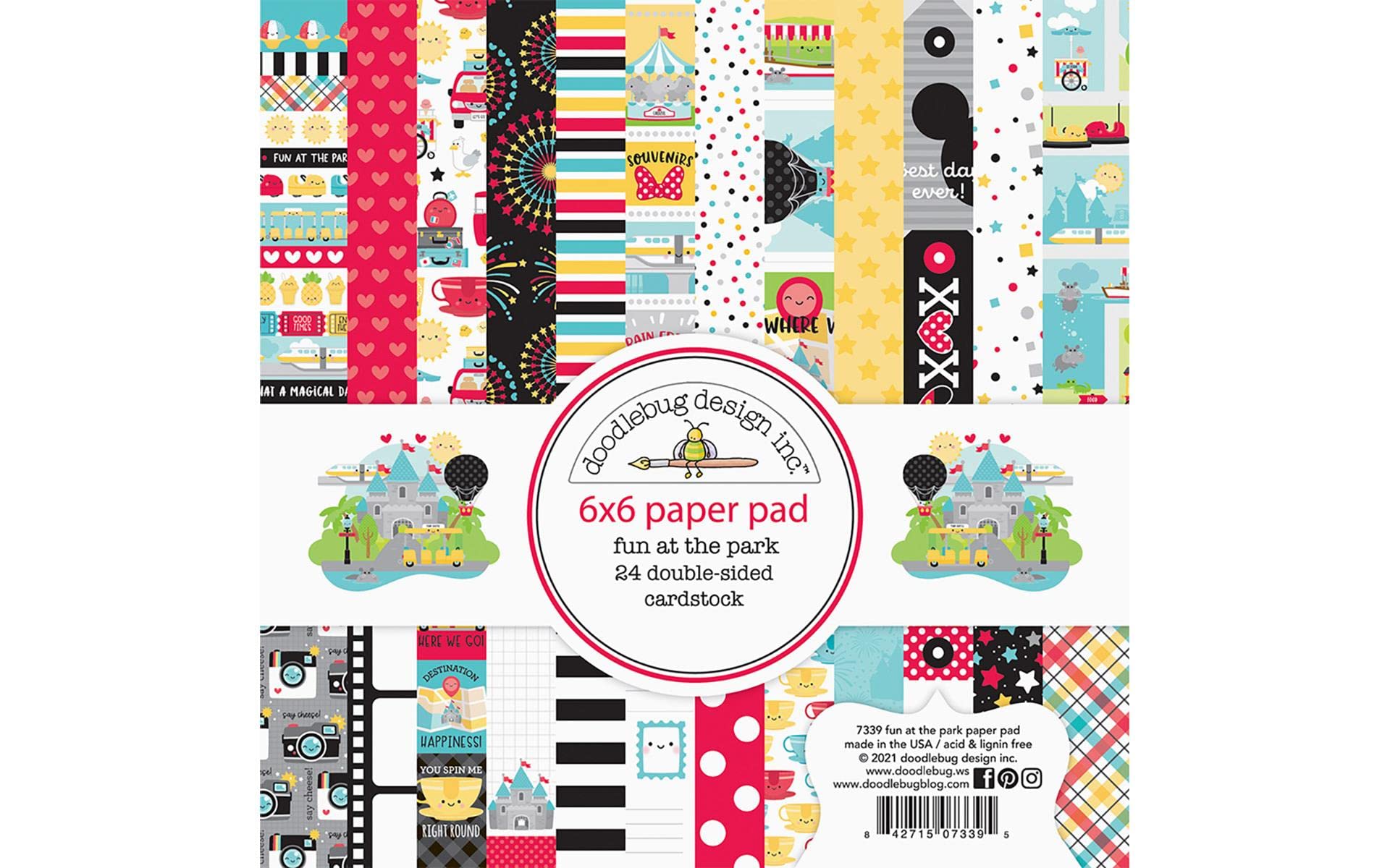 DoodlebugDouble-Sided Paper Pad 6"X6" 24/Pkg-Fun at The Park, 12 Designs/2 Each