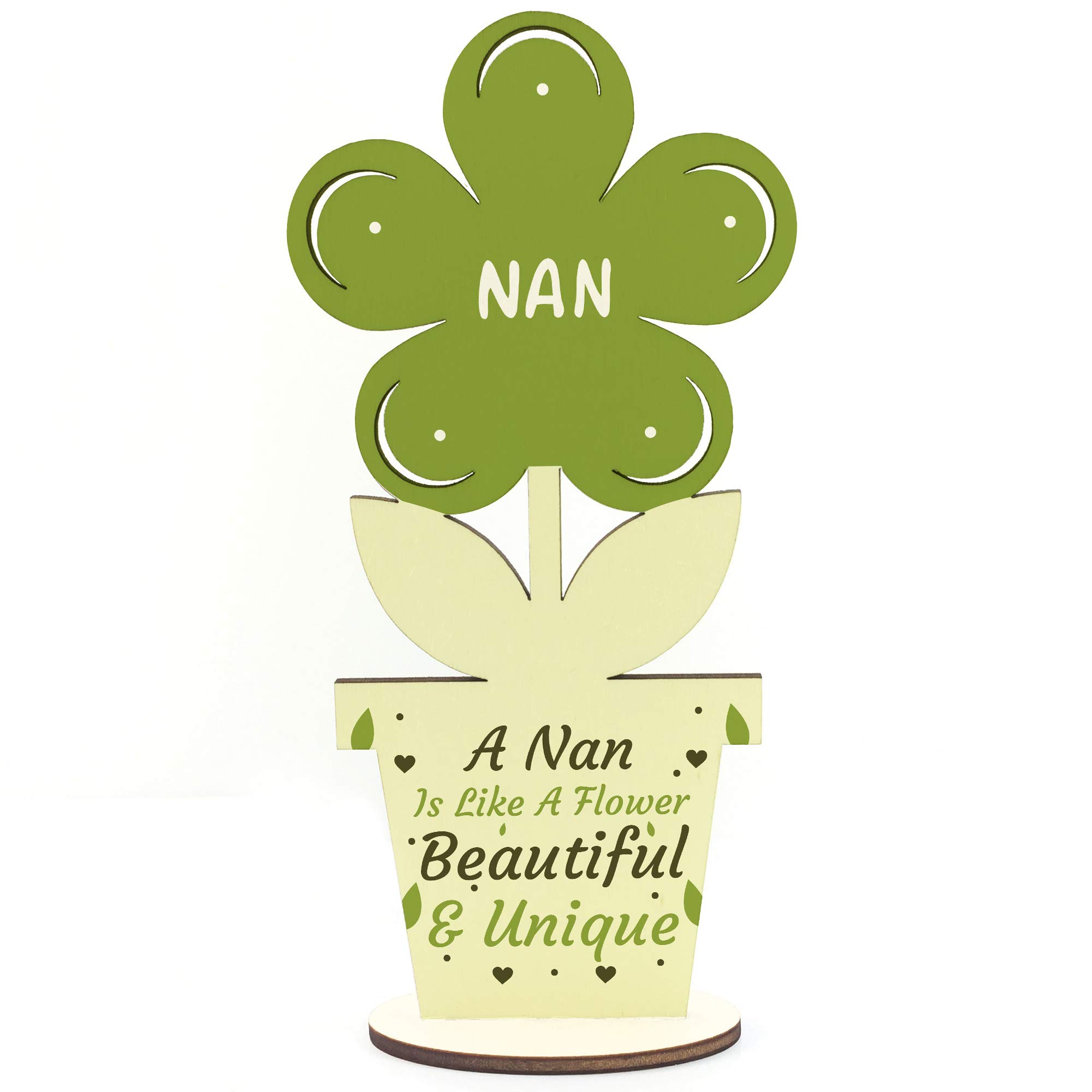RED OCEAN Nan Wooden Flower Nan Birthday Gift From Grandchildren LOVE Gift Keepsake