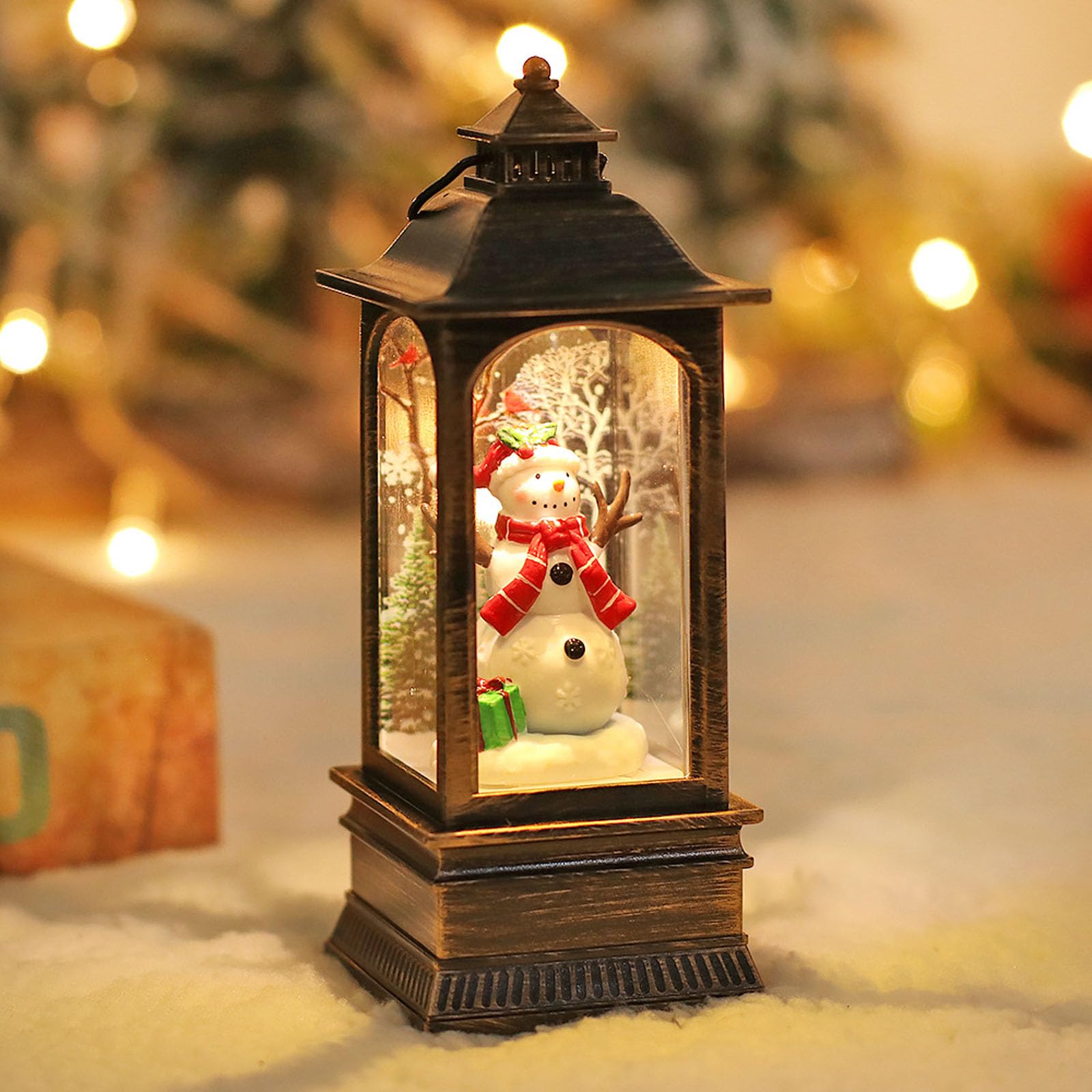 Lanterne LED Noël Vintage - Décoration Métallique Rouge Avec Effet Flamme - 8,3 X 12,6 Cm - 6