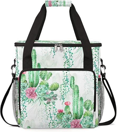 Watercolor Cactus Flower Coffee Maker Carring Bag Travel Storage Tote Bag Compatible with Keurig K-Mini or K-Mini Plus Portable Single Serve Coffee