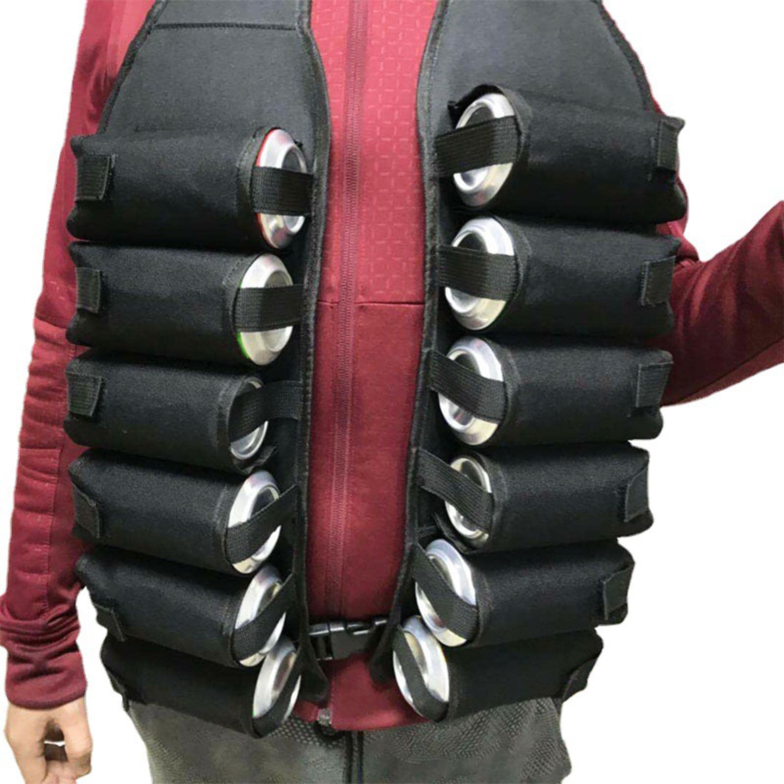 Stronrive Black Beer Vest Belt | Drinking Vest Belt | Outdoor Soda Belt Holster, Beverage Holder With Money Holder For Travel, Outdoors, Hiking, Mountain Climbing, Bbq