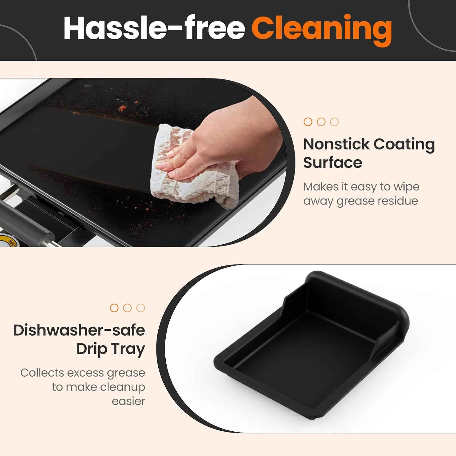 MAT EXPERT 27" Electric Griddle, Nonstick Countertop BBQ Grill with 4-Level Adjustable Temperature, Insulated Handles & Drip Tray, Indoor Outdoor Tabletop BBQ Grill for Party, Camping & Gathering