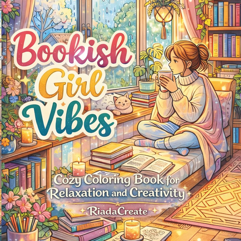 Bookish Girl Vibes: Cozy Coloring Book for Relaxation and Creativity
