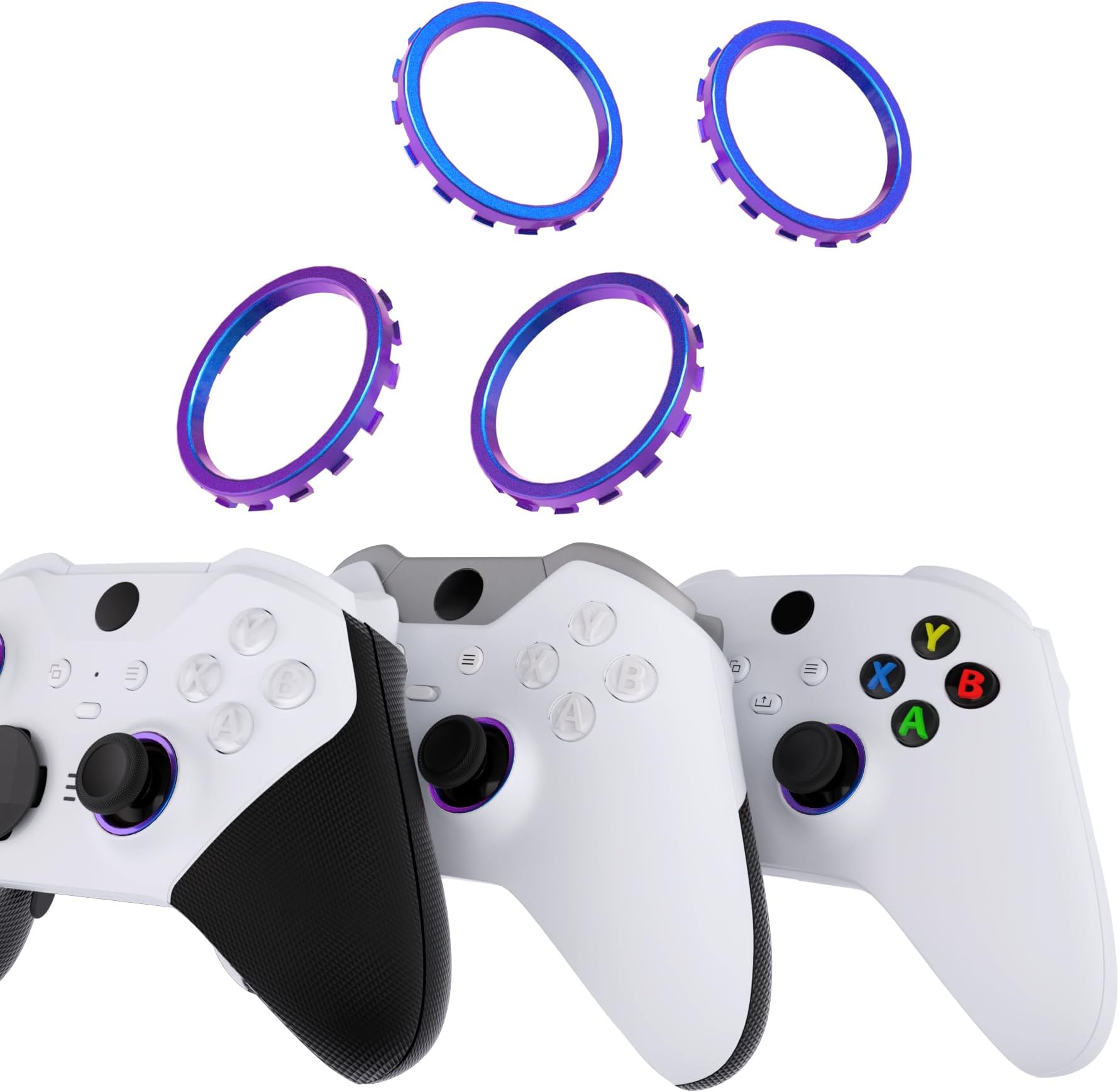 eXtremeRate Replacement Accent Rings for Xbox Elite Series 2 Core | for Elite Series 2 | for Xbox One Elite | for eXtremeRate ASR Version Shell for Xbox Series X/S Controller - Chameleon Purple Blue