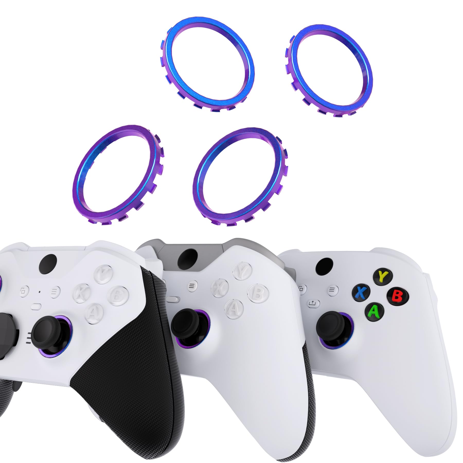 eXtremeRate Anillos de Joysticks para eXtremeRate Carcasa ASR Versión para Xbox Series X/S Accesorios Anillos de Acentos Rings Accesorios para Xbox One Elite, Elite Series 2 Mando(Azul a Violeta)