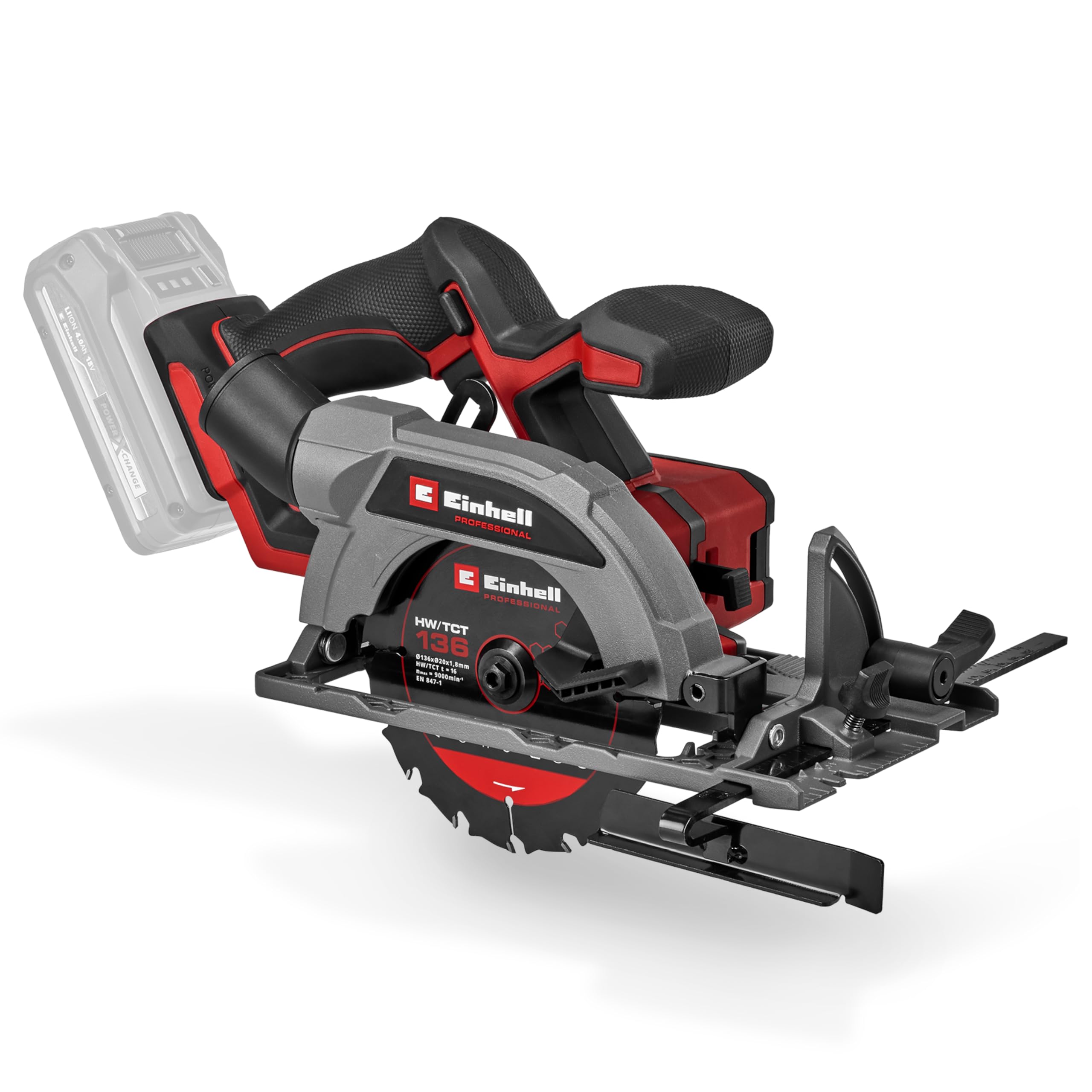 Einhell Professional akülü daire testere TP-CS 18/165-C Li BL - Solo Power X-Change (18 V, Ø 136 mm testere bıçağı, Kömürsüz, 51 mm kesme derinliği, aletsiz ayar, akü hariç)