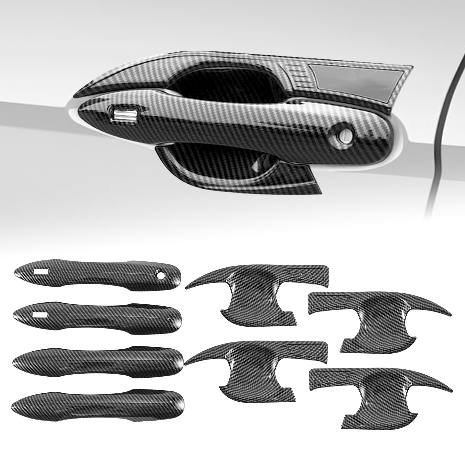 Fancemot Carbon Fiber Exterior Door Handle Cover Compatible with Toyota Camry 2018-2024, Outer Door Bowl Cover Protector
