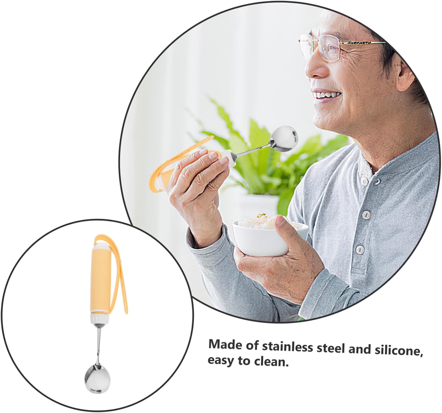 Adaptive -Shake Stainless Steel Spoon with Non- Handle for Elderly Adjustable Swivel Design for Weak Hands Ergonomic Feeding Utensils for Comfortable Dining