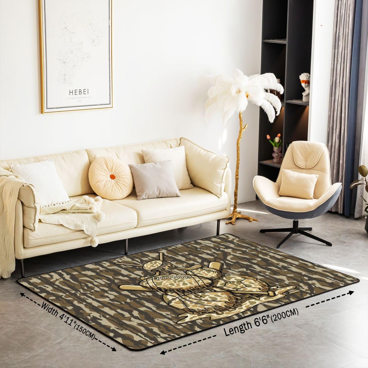 Loussiesd Dywan kamuflażowy 100 x 150 cm czarny zielony kamuflaż dywany do salonu dla dzieci chłopców dziewcząt sypialnia gry w piłkę dekoracja dywan z antypoślizgowym spodem styl wojskowy mata
