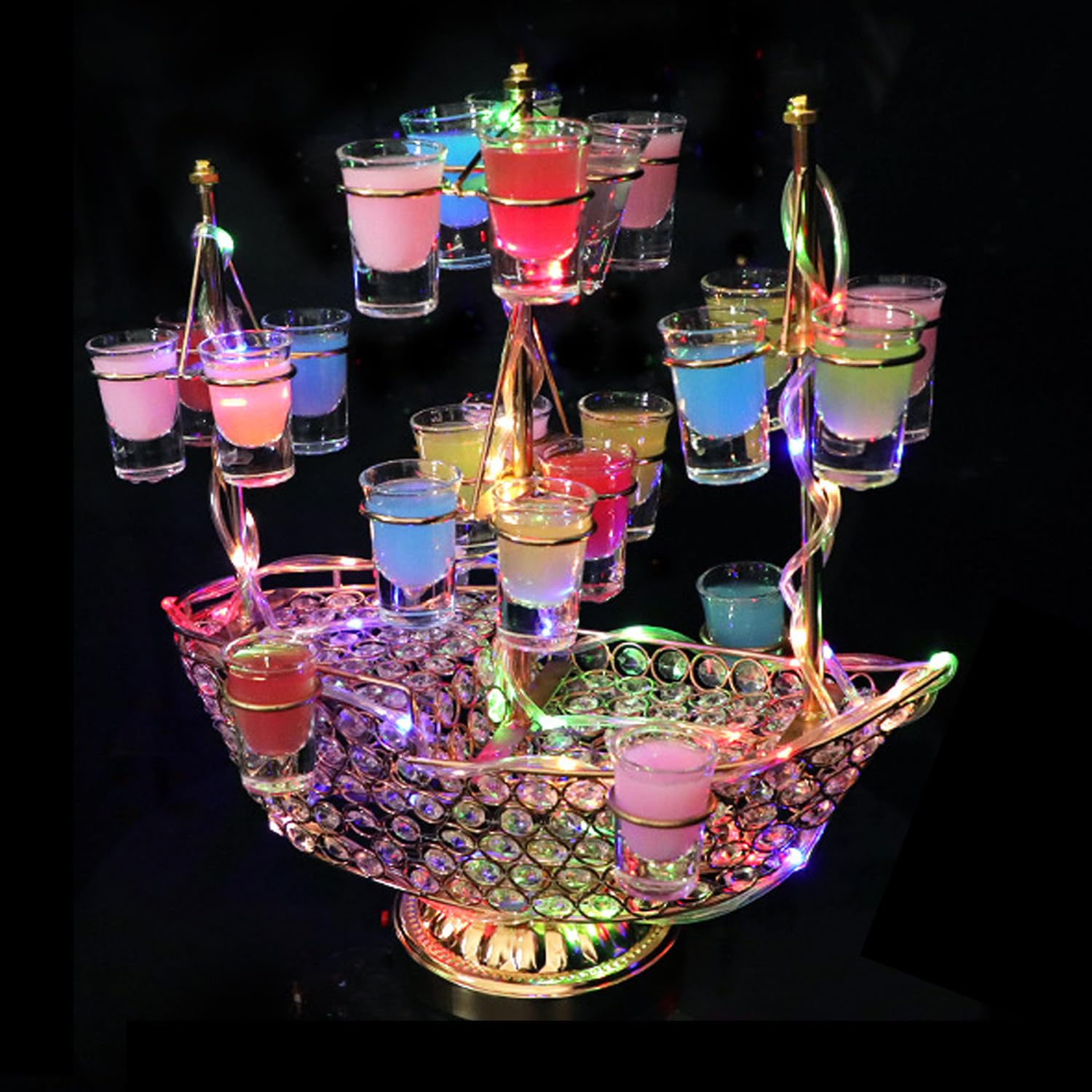 Rechargeable LED Wine Glass Display Stand,Shot Glass Holder Display Stand C