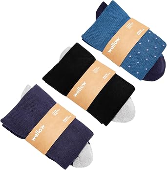 Wellow Regular Compression Socks Pack of 5 for Men & Women, Circulation Support, 18-25 mmHg, Made with Viscose from Bamboo