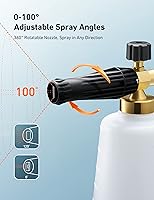 Vista 4 de AstroAI Cañón de espuma resistente para automóvil, botella de metal ancho, lanza de espuma de nieve ajustable para lavadora a presión con conector