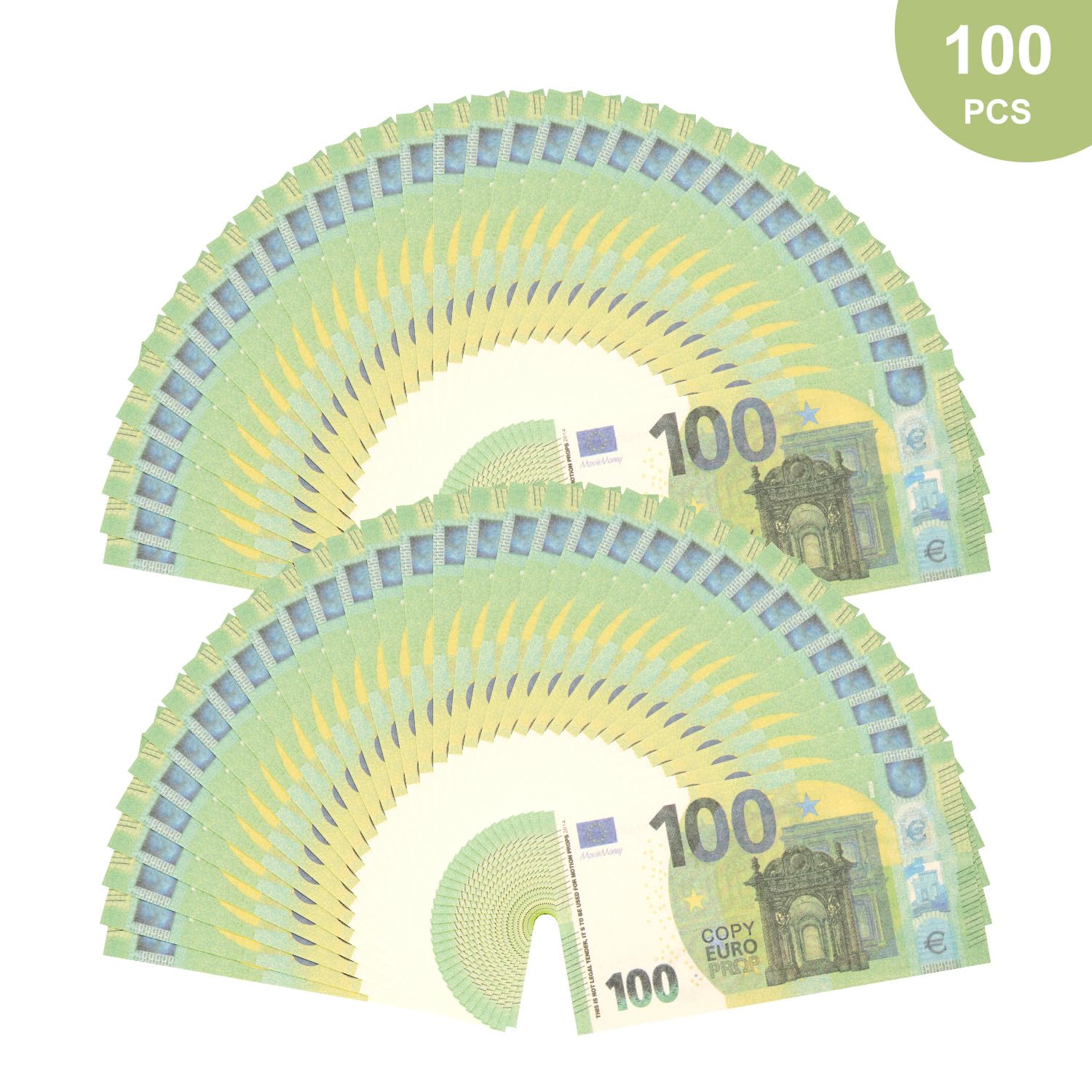 Mecool 2.40 x 1.26" 100 Pcs €100 Euros Bills Pretend Cash - Image 4