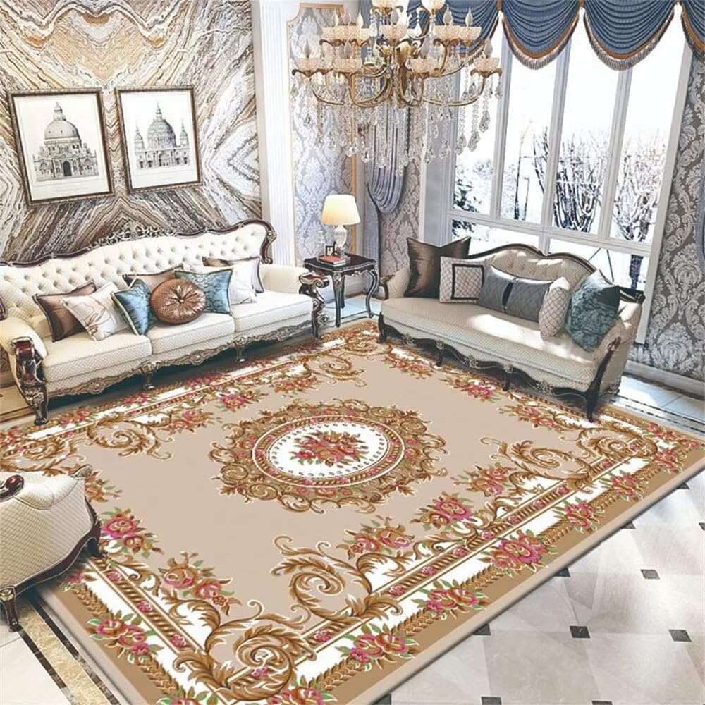 Tapis absorbant chien et cuisine 90x180cm grand format kaki floral vintage pour bureau