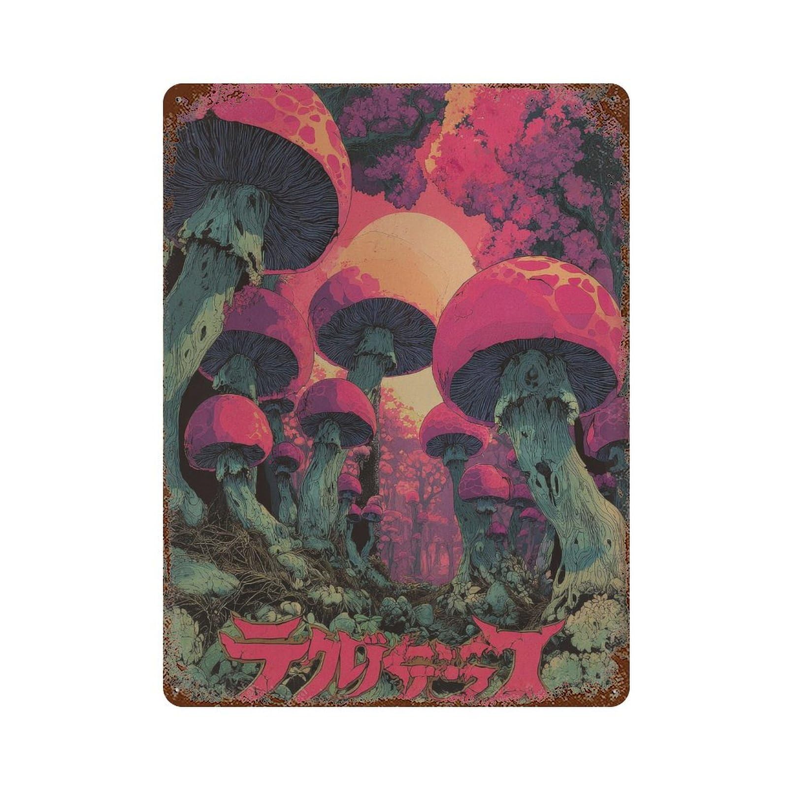 xiaoxiaoshen Mushroom Forest. Psychedelic Fantasy Wall Decor Art Metal Tin Poster Modern Home Decor Art Home Bar Shop Decorations Vintage Sign 40x30cm