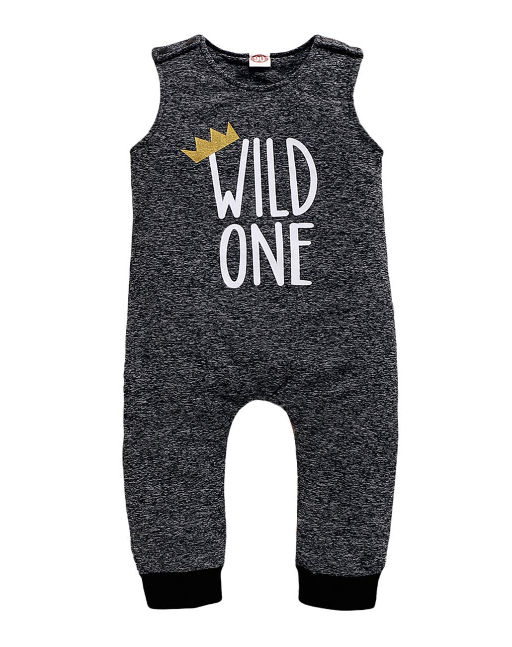 Wild One Romper Baby Boy 1st Birthday Button Solid Bodysuit