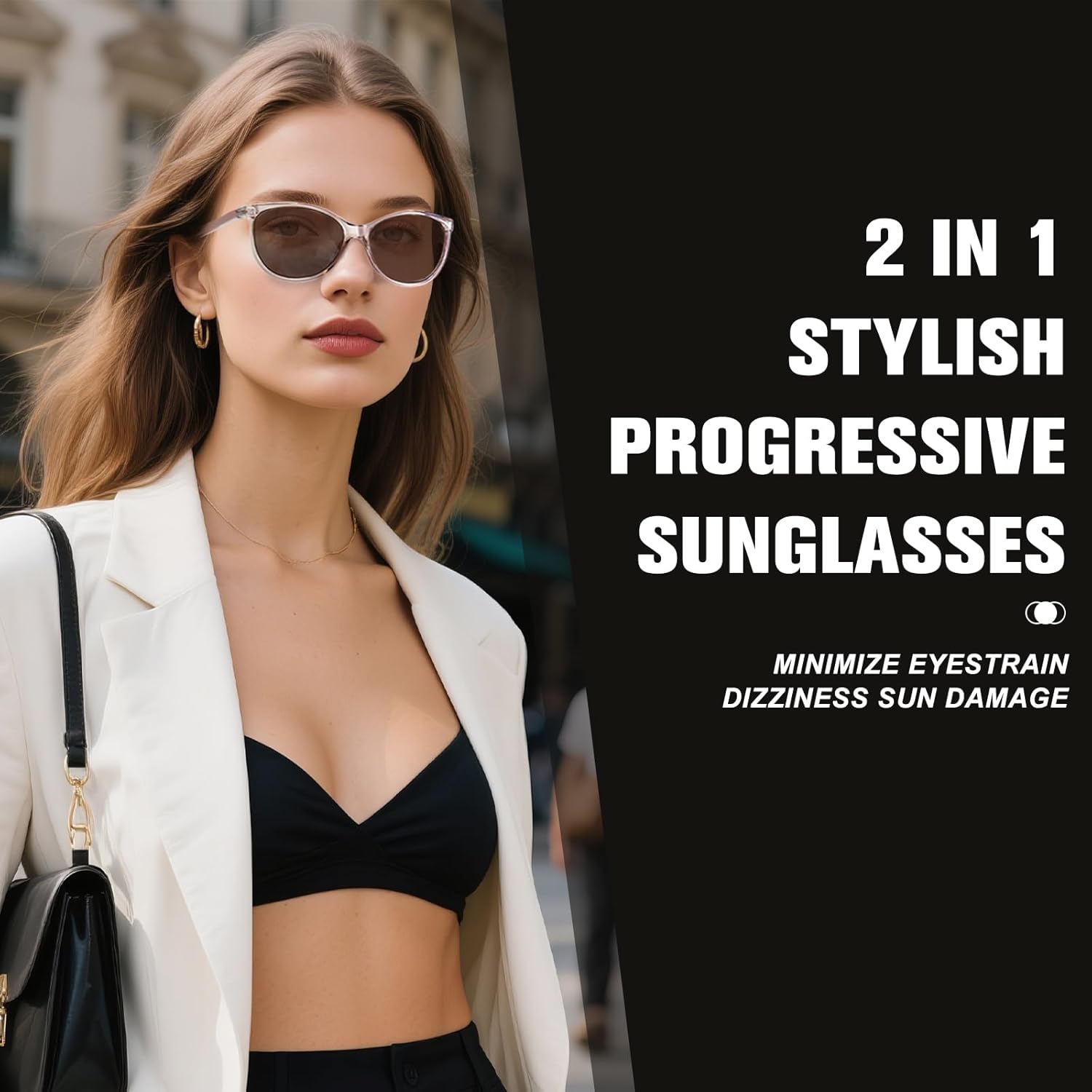 Progressive Multifocal Sunglasses for Women Men, Multifocus Sun Readers Outdoor Reading Sunglasses Women's with UV400