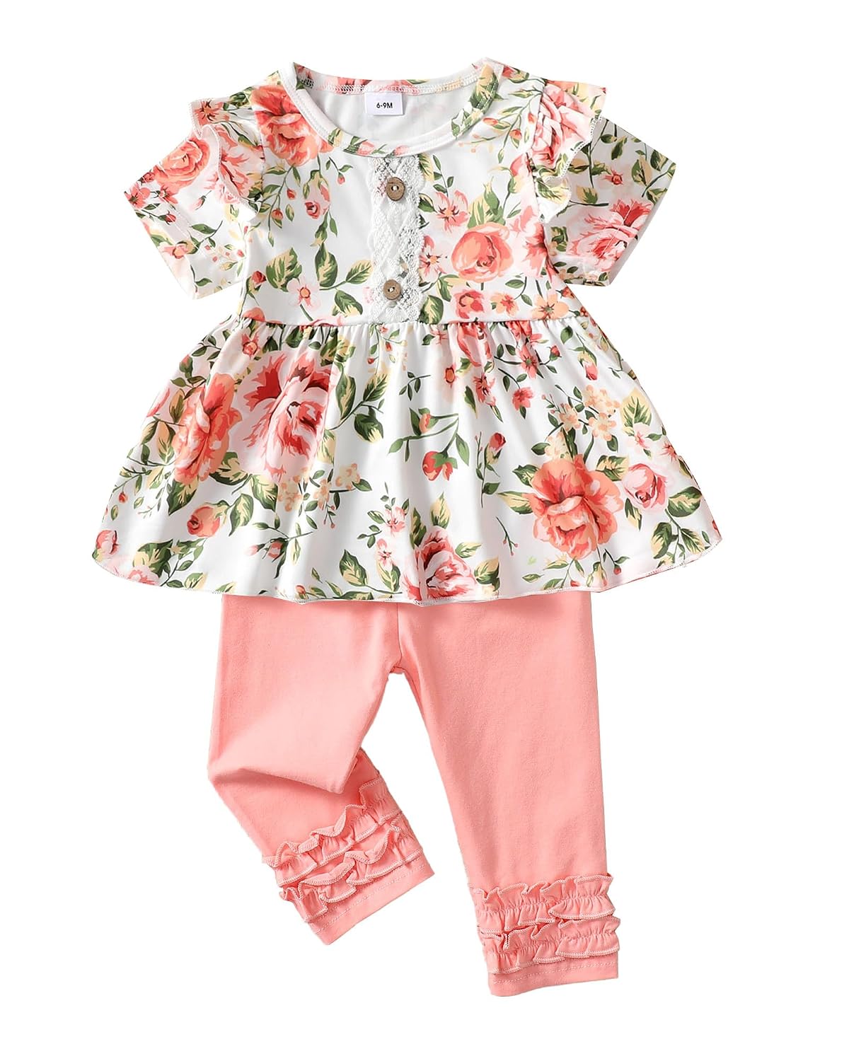 Newborn Baby Girl Clothes Toddler Girl Outfits Ruffle Long Sleeve Tops Pants with Hats and Headband Fall Summer Clothes Sets