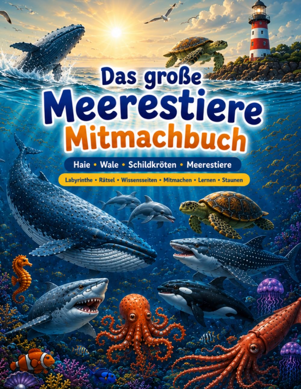 Das große Meerestiere Mitmachbuch: Haie, Wale, Schildkröten und Meerestiere entdecken | Mit Labyrinthen, Rätseln, Ausmalbildern, Quizfragen und ... - alles über Haie Wale und Meerestiere)