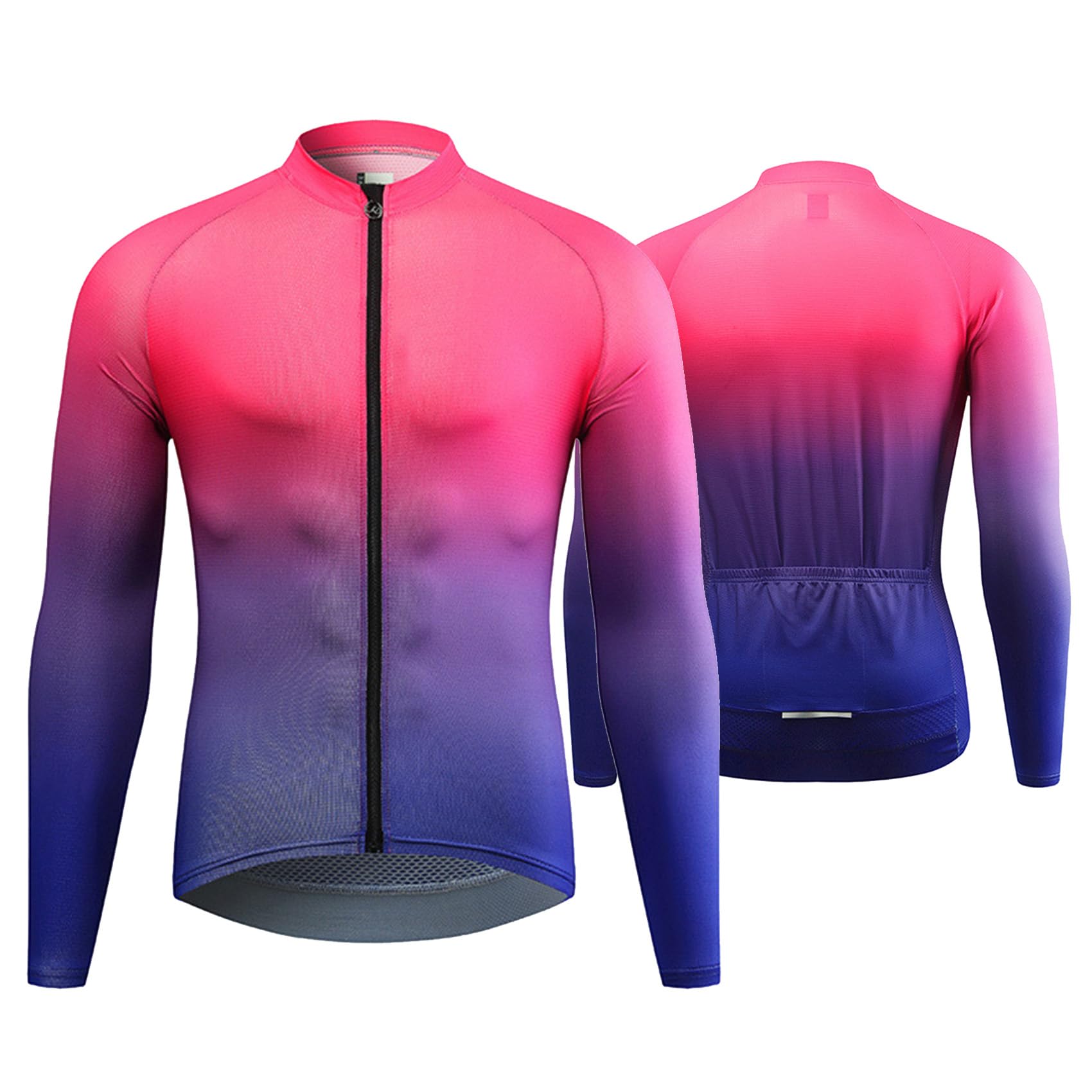 Męska koszulka na rower szosowy Kolarstwo Rowerowe długie rękawy Koszule rowerowe Oddychające koszulki Topy Ubrania do biegania,A-ASIA3XL/EUR2XL