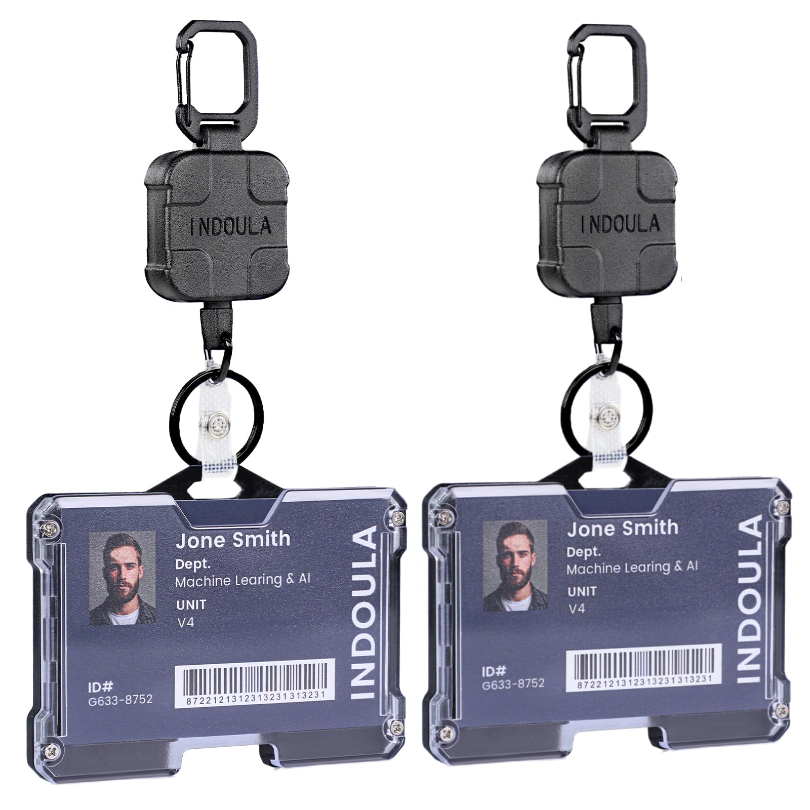 2 Pack Horizontal Badge Holder Retractable Clip,Holds 1-4 Cards