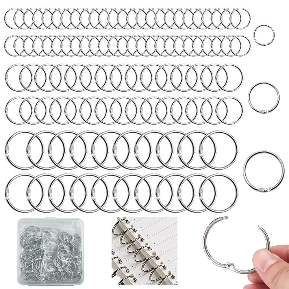 100 Pezzi Anelli Rilegatura 25mm/30mm/35mm Anello di Rilegatura in Metallo per Fogli per Rilegare Libro Quaderni Scrapbooking Anello Portachiavi