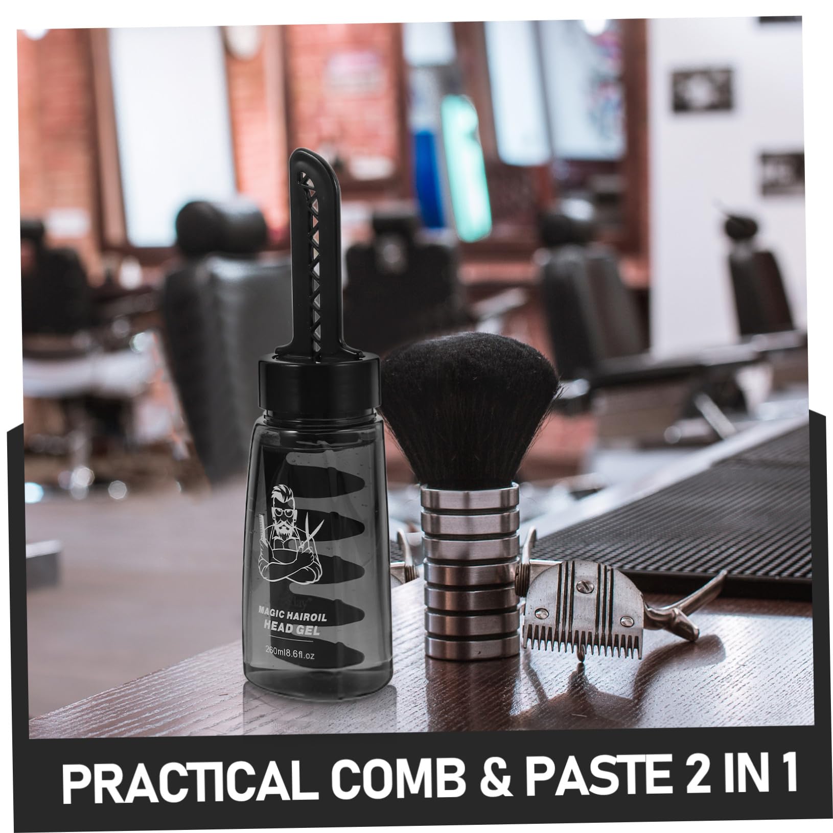 Mikinona Botella 3 Piezas de Gel para Peinar el Cabello para Hombres y Diseño Ligero de Plástico 260ml con Peine Aplicador Adecuado para Uso Profesional y Diario