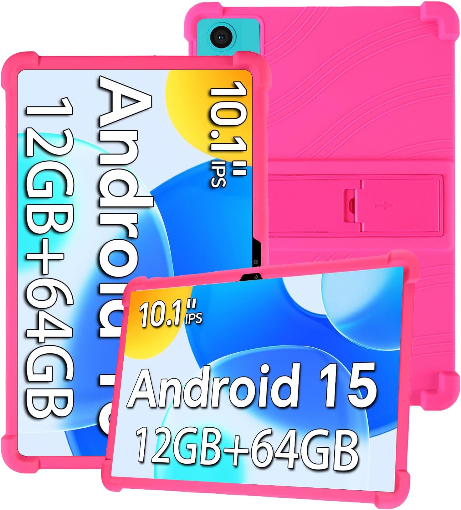 Silicone Tablet Case for TECLAST P30 10.1 inch Android 15 Tablet with Full Coverage, Shockproof, Anti-scratch, Adjustable Stand, and Soft Silicone Cover,Pink