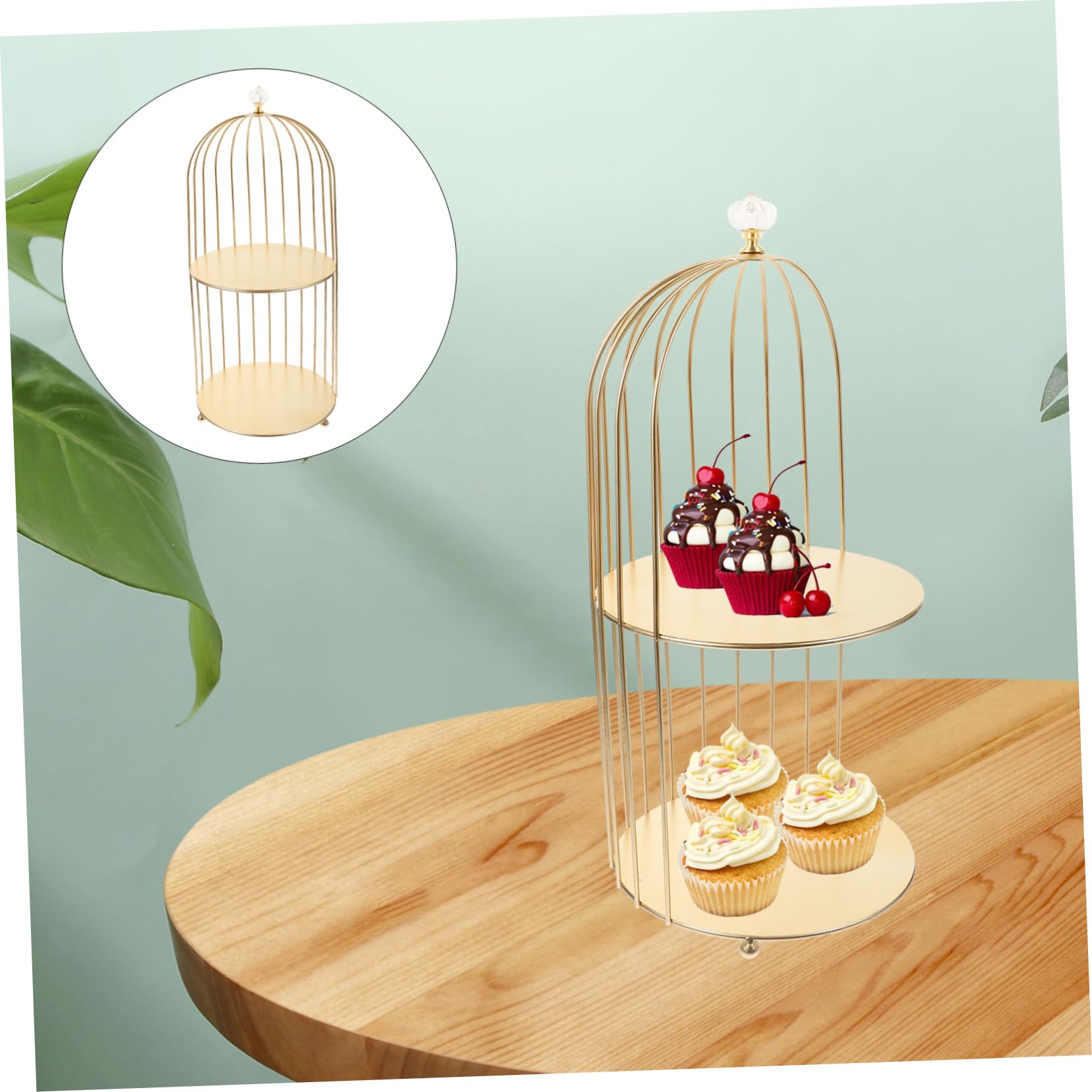 Alipis Doppelstöckiger Vogelkäfig Kuchenständer Dekorativer Make-up Hochwertiger Aufbewahrungsständer Für Hochzeit Party Vintage Kosmetikständer Für Deko Und Schmuck