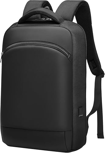 Mochila de negocios para hombres de 15.6 pulgadas, mochila impermeable de viaje para laptop con puerto de carga USB, bolsa grande para computadora