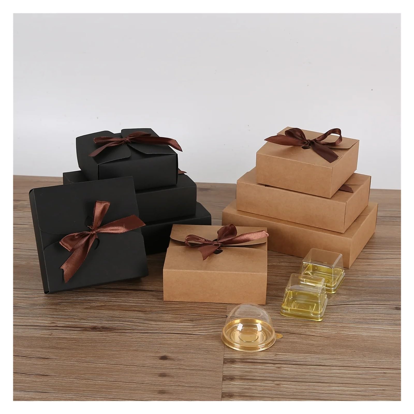 Cajas De Recuerdos De Boda 10 cajas de papel plegables for regalos de boda, de una sola pieza, for sorpresa de San Valentín.(Brown,20.8x14x5cm)